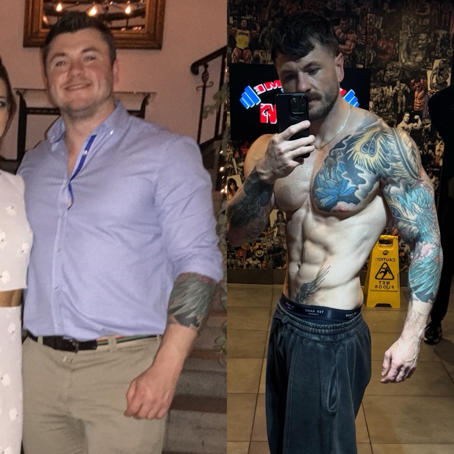 Jonathon's own before and after transformation